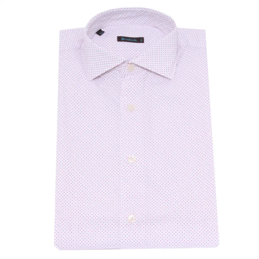 1650X camicia uomo BROUBACK white/red polka dots cotton shirt man