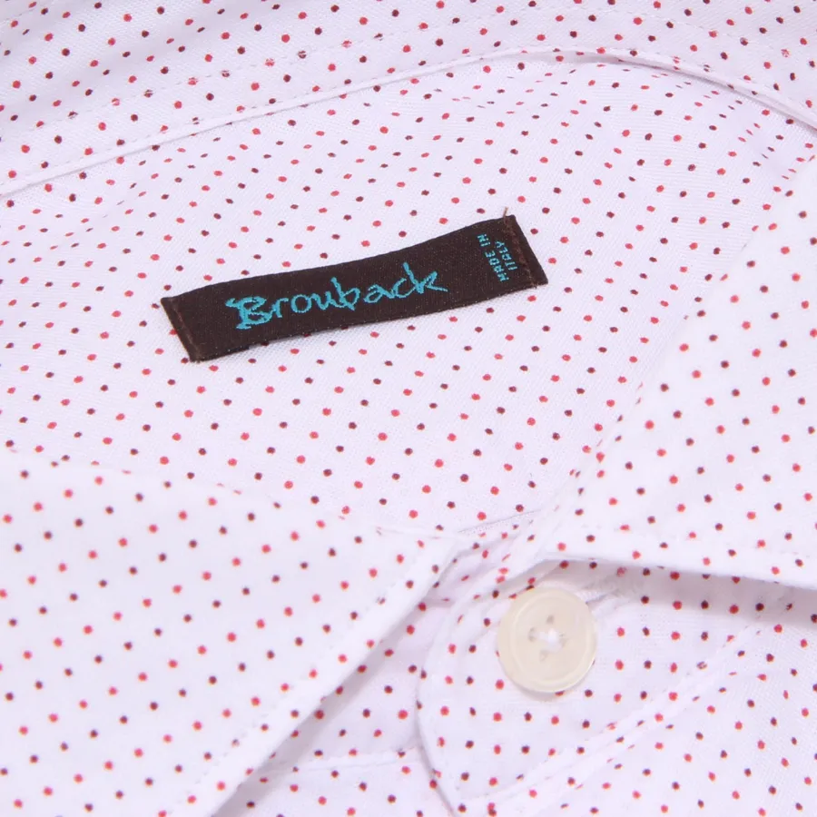1650X camicia uomo BROUBACK white/red polka dots cotton shirt man
