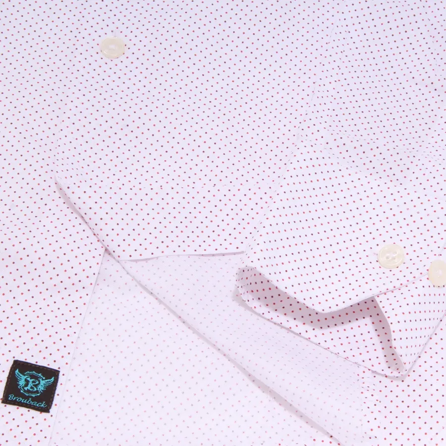 1650X camicia uomo BROUBACK white/red polka dots cotton shirt man