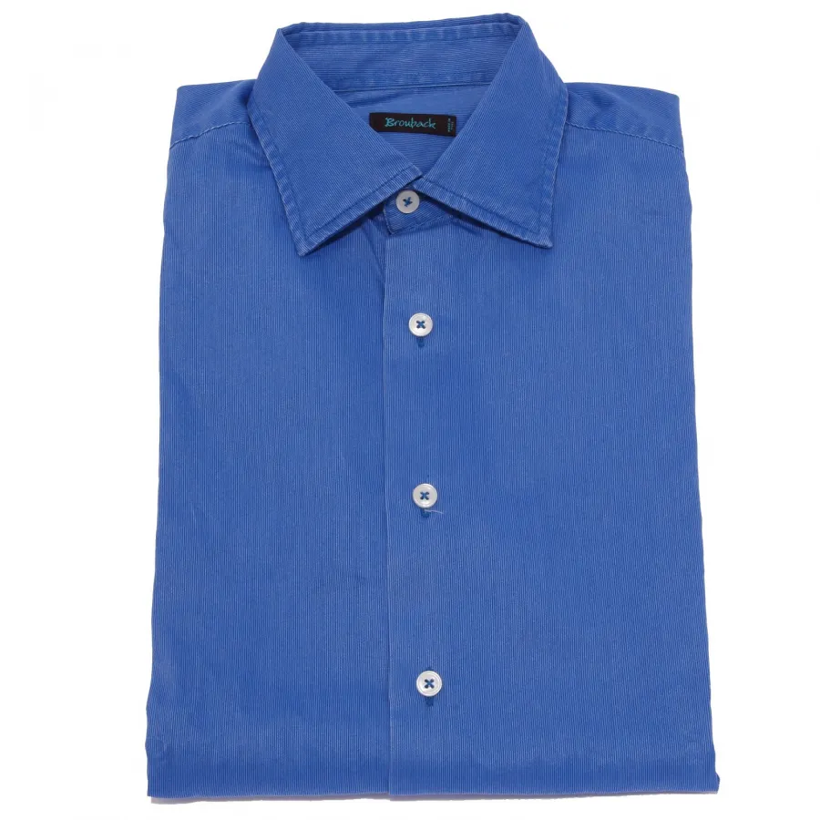 1823X camicia uomo BROUBACK blue washed cotton shirt man