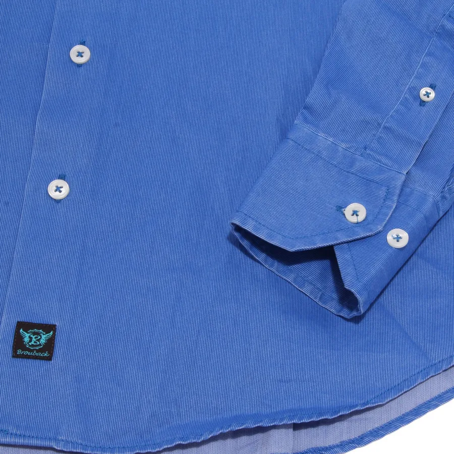 1823X camicia uomo BROUBACK blue washed cotton shirt man