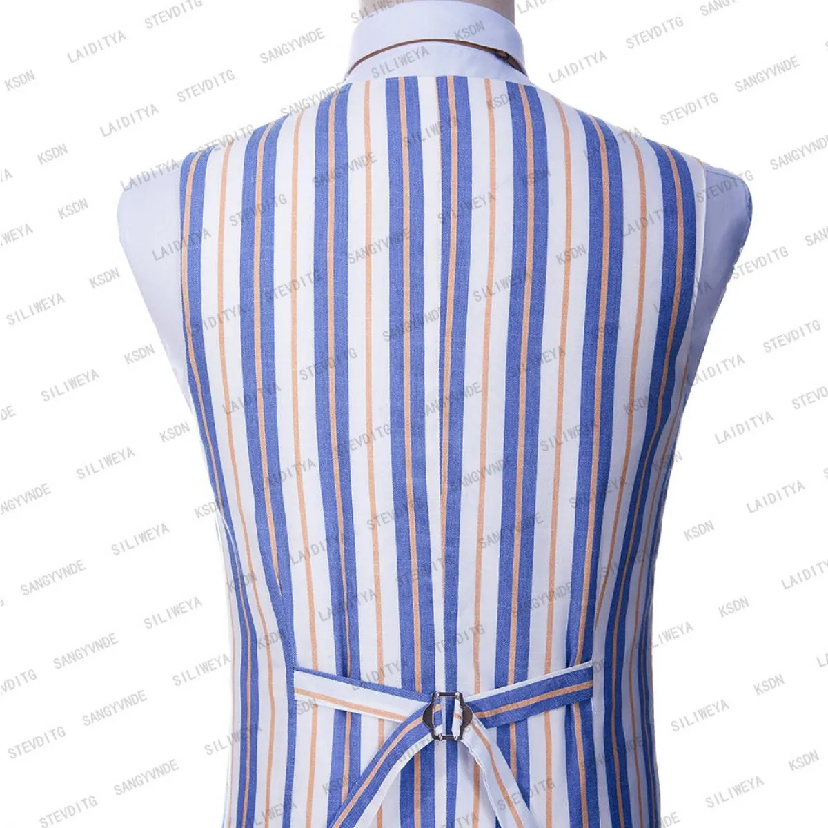 2023 Abito da uomo alla moda Blu Bianco Arancione Striscia mista Slim Fit Performance Costume di scena Cappotto con risvolto con