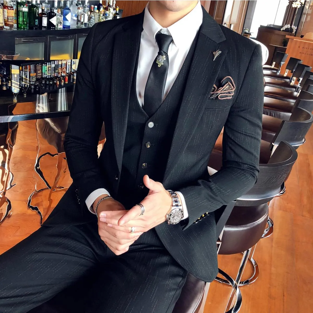 2023 moda nuovi uomini boutique tailleur tre pezzi set / uomo slim fit abito da sposa blazer giacca cappotto pantaloni pan
