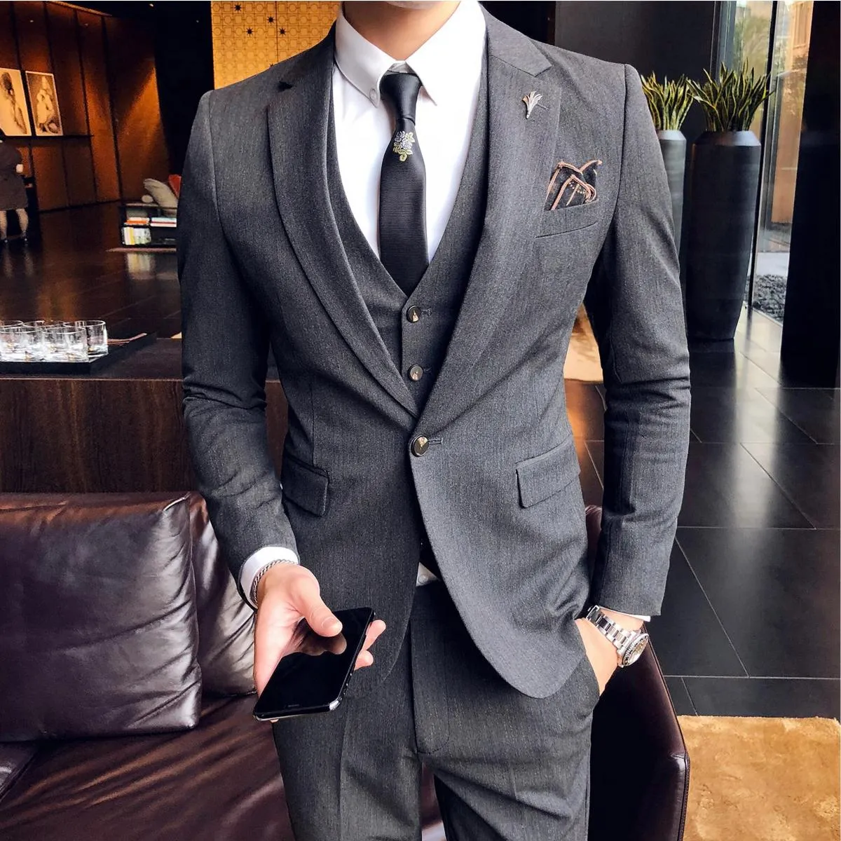 2023 moda nuovi uomini boutique tailleur tre pezzi set / uomo slim fit abito da sposa blazer giacca cappotto pantaloni pan