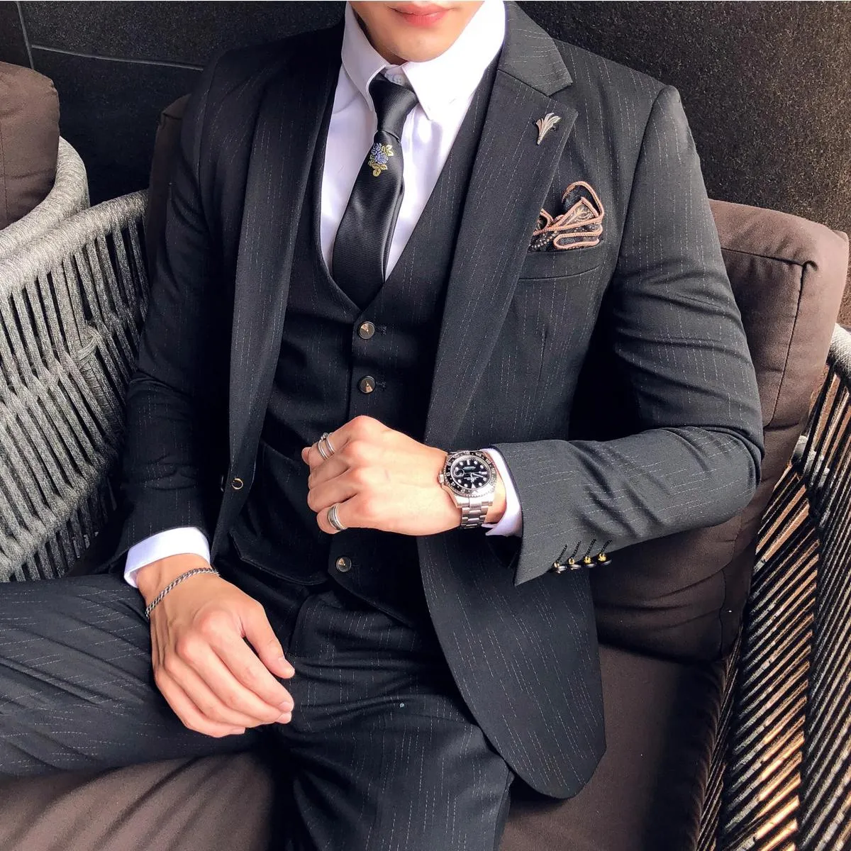 2023 moda nuovi uomini boutique tailleur tre pezzi set / uomo slim fit abito da sposa blazer giacca cappotto pantaloni pan