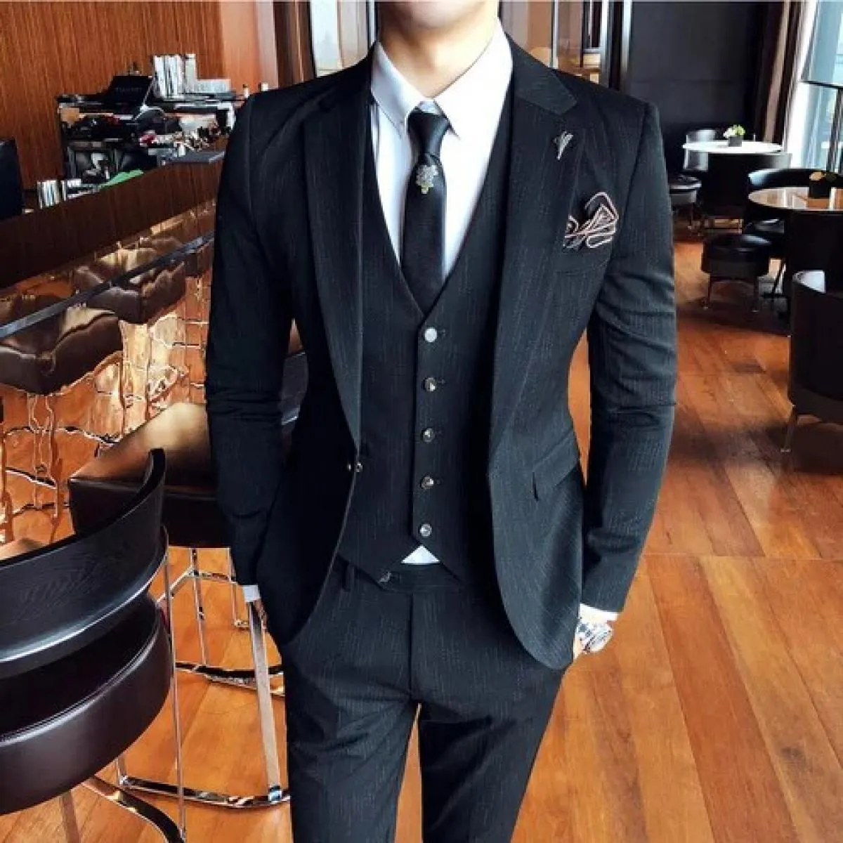 2023 moda nuovi uomini boutique tailleur tre pezzi set / uomo slim fit abito da sposa blazer giacca cappotto pantaloni pan