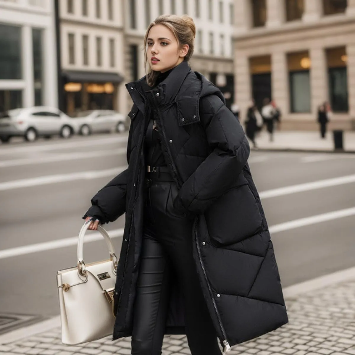 2023 Piumino invernale in cotone Cappotto imbottito allentato con cerniera da donna bianco Cappotto imbottito femminile solido d