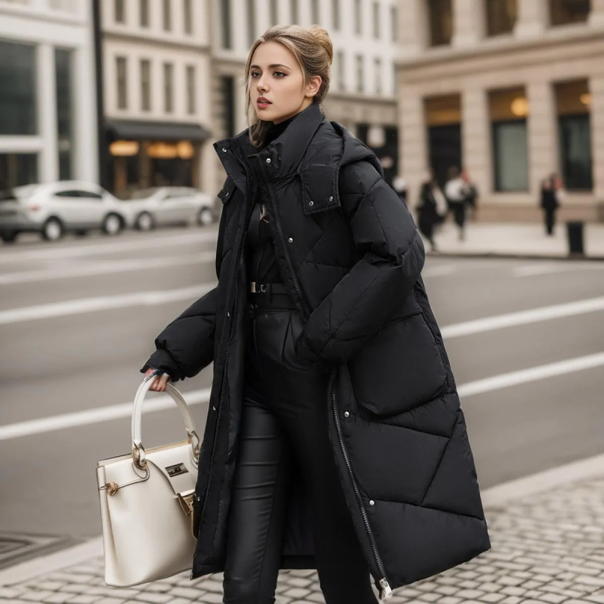 2023 Piumino invernale in cotone Cappotto imbottito allentato con cerniera da donna bianco Cappotto imbottito femminile solido d