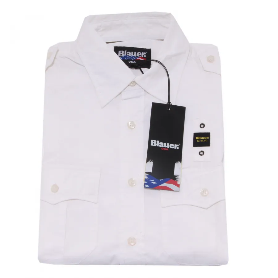 39971 camicia uomo BLAUER bianco shirt men long sleeve