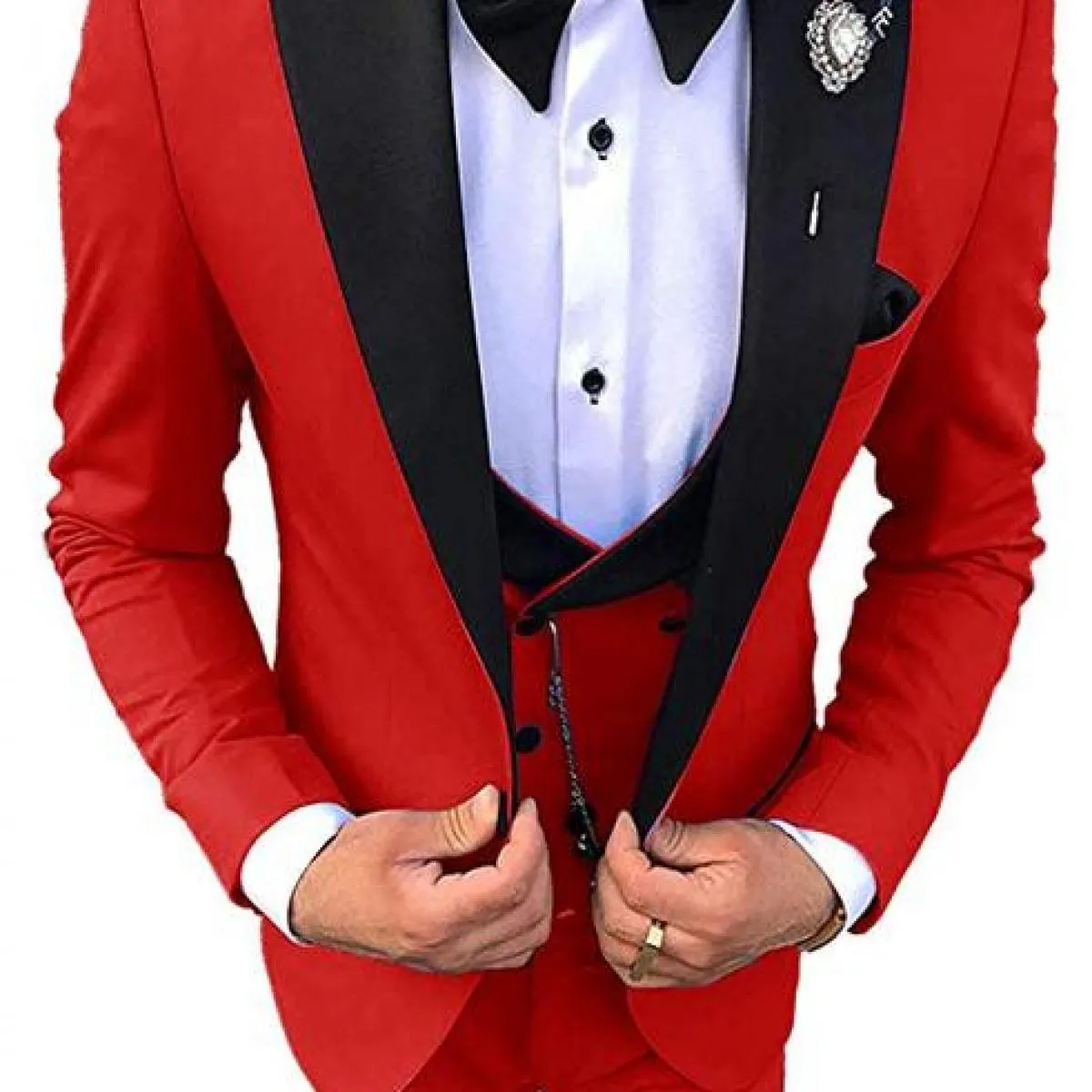 Abiti da uomo Smoking da sposo con risvolto nero Groomsmen Set da 3 pezzi (giacca + pantaloni + gilet) Coustime Homme Luxe