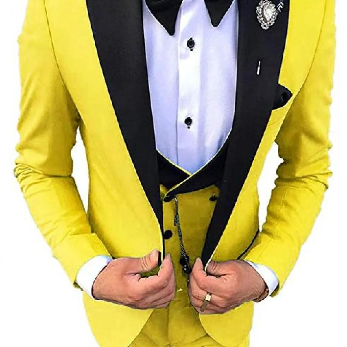 Abiti da uomo Smoking da sposo con risvolto nero Groomsmen Set da 3 pezzi (giacca + pantaloni + gilet) Coustime Homme Luxe