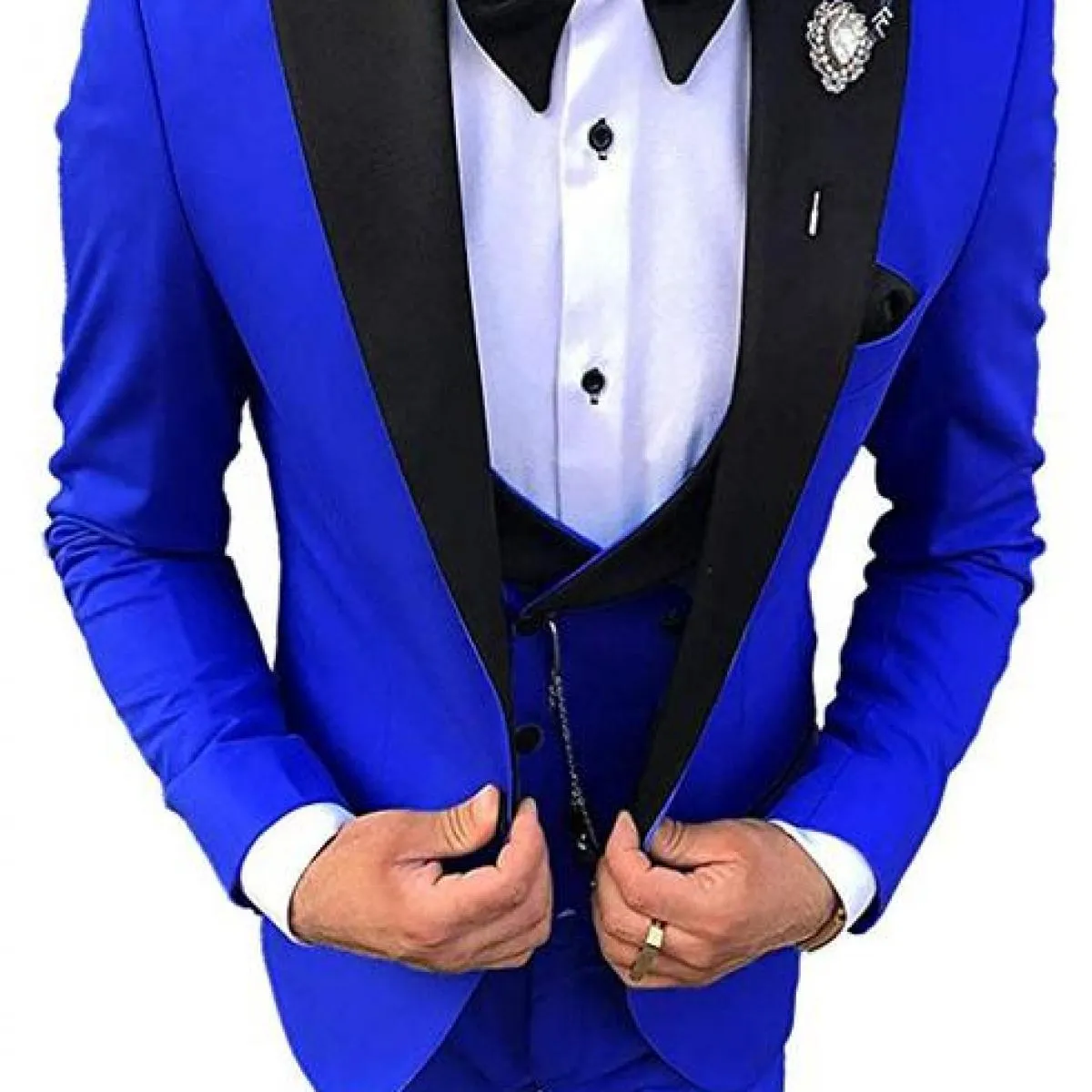 Abiti da uomo Smoking da sposo con risvolto nero Groomsmen Set da 3 pezzi (giacca + pantaloni + gilet) Coustime Homme Luxe