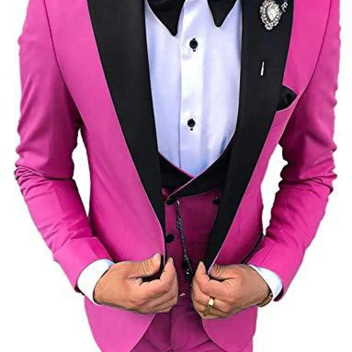 Abiti da uomo Smoking da sposo con risvolto nero Groomsmen Set da 3 pezzi (giacca + pantaloni + gilet) Coustime Homme Luxe