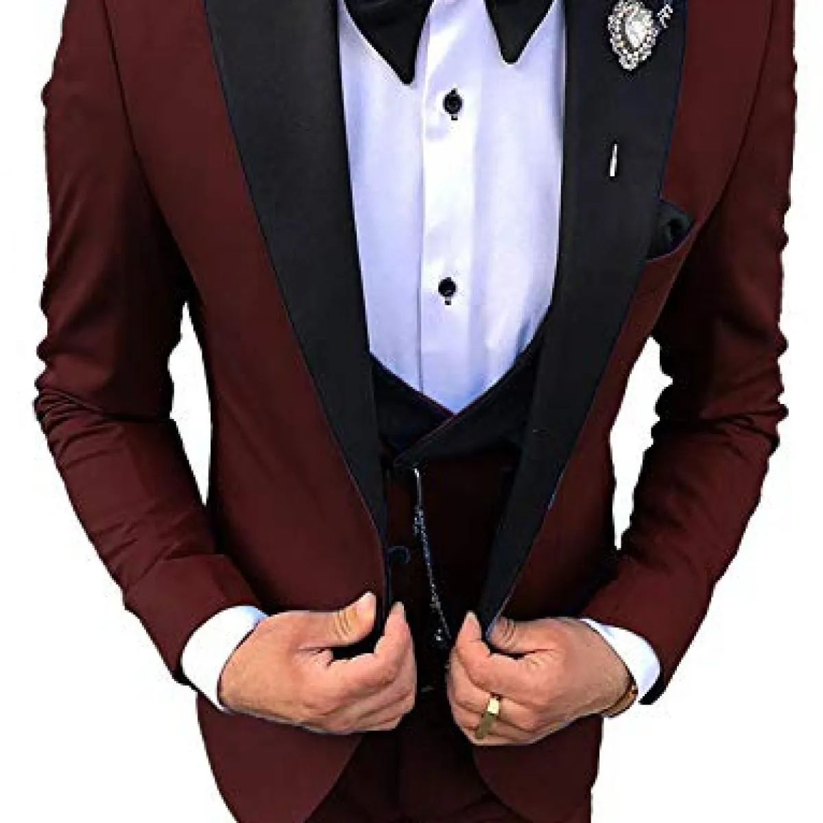 Abiti da uomo Smoking da sposo con risvolto nero Groomsmen Set da 3 pezzi (giacca + pantaloni + gilet) Coustime Homme Luxe