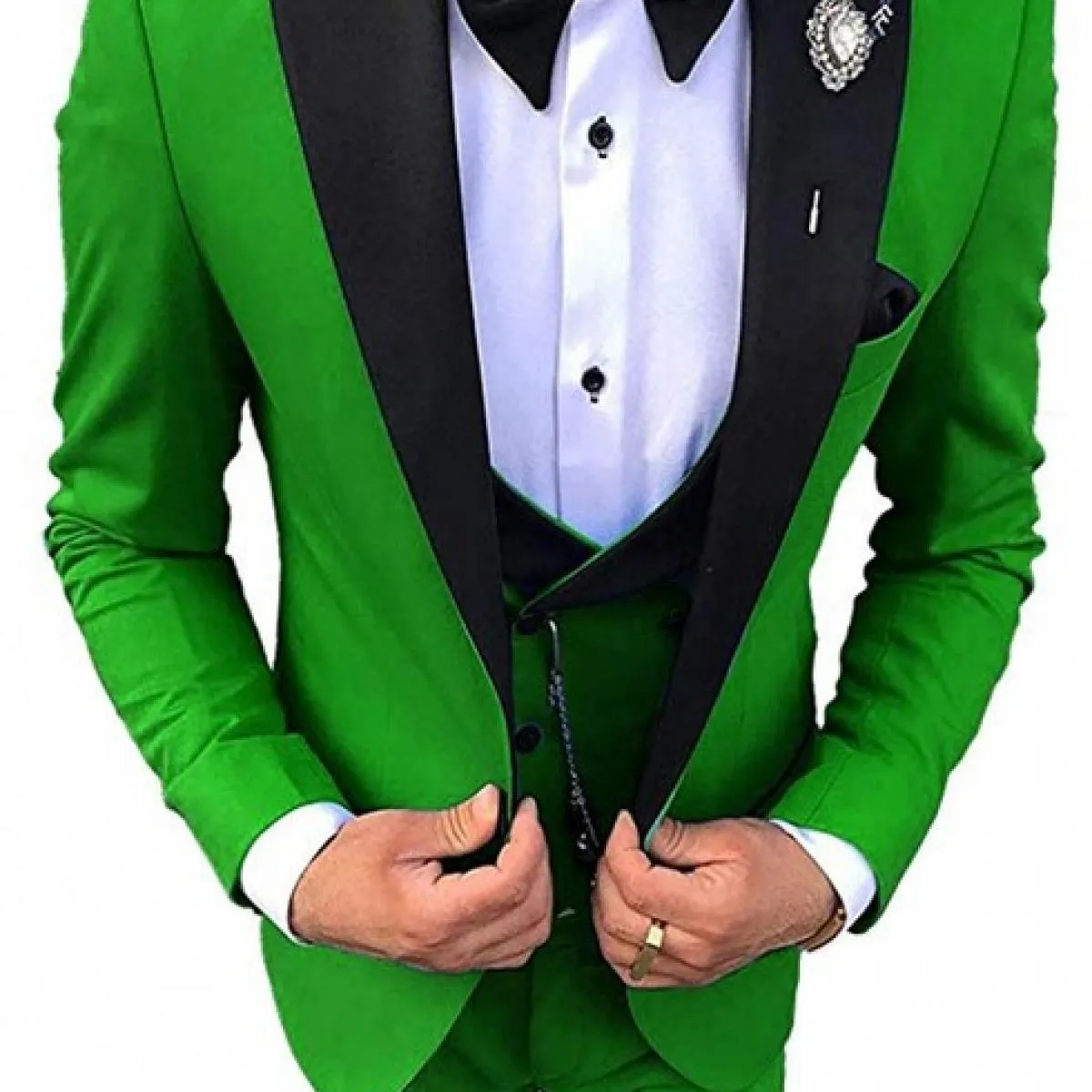 Abiti da uomo Smoking da sposo con risvolto nero Groomsmen Set da 3 pezzi (giacca + pantaloni + gilet) Coustime Homme Luxe