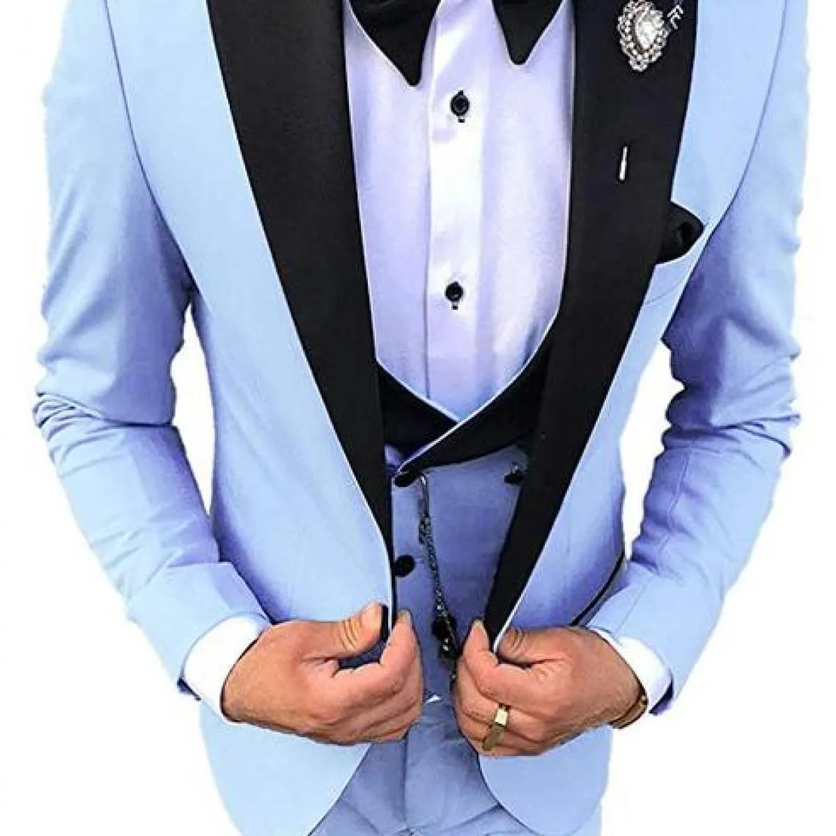 Abiti da uomo Smoking da sposo con risvolto nero Groomsmen Set da 3 pezzi (giacca + pantaloni + gilet) Coustime Homme Luxe