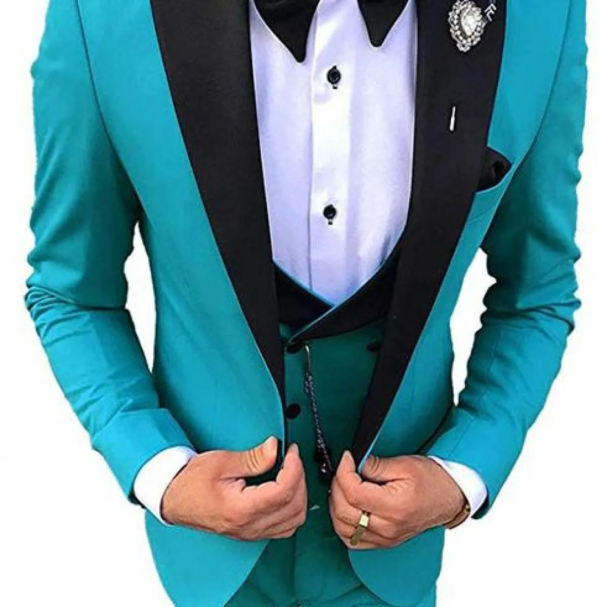 Abiti da uomo Smoking da sposo con risvolto nero Groomsmen Set da 3 pezzi (giacca + pantaloni + gilet) Coustime Homme Luxe