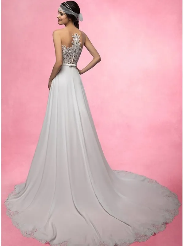 Abito da Sposa scivolato con corpetto trasparente effetto tattoo