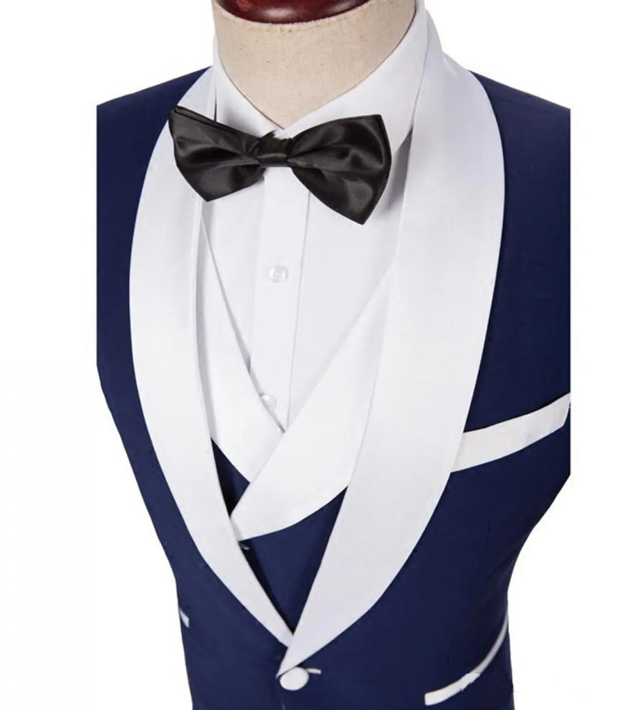 Abito da sposo da uomo Groomsmen Scialle bianco Risvolto Smoking da sposo Formale Affari 3 pezzi giacca  pantaloni  gilet Co