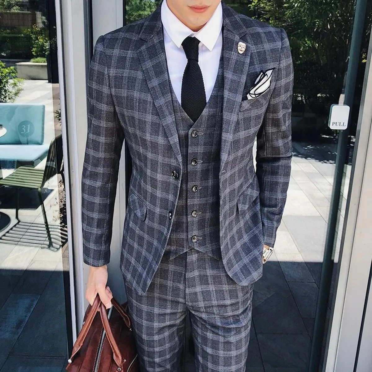 Abito da uomo in 3 pezzi Abito britannico in 3 pezzi Completo da completo classico Cappotto Gilet Pantaloni da uomo 3