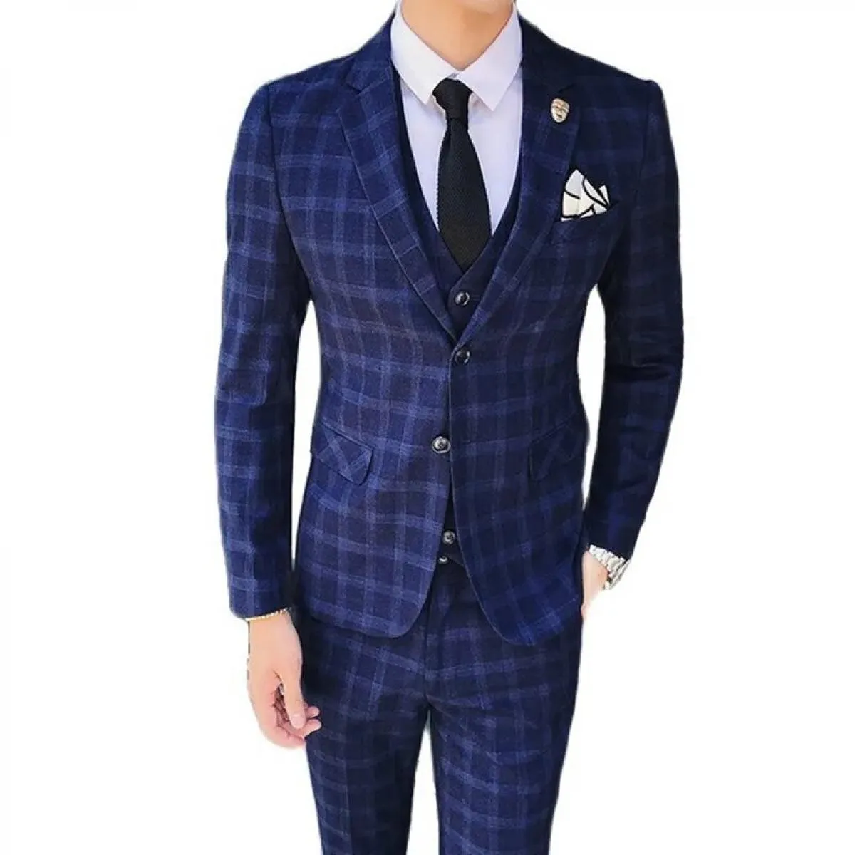 Abito da uomo in 3 pezzi Abito britannico in 3 pezzi Completo da completo classico Cappotto Gilet Pantaloni da uomo 3