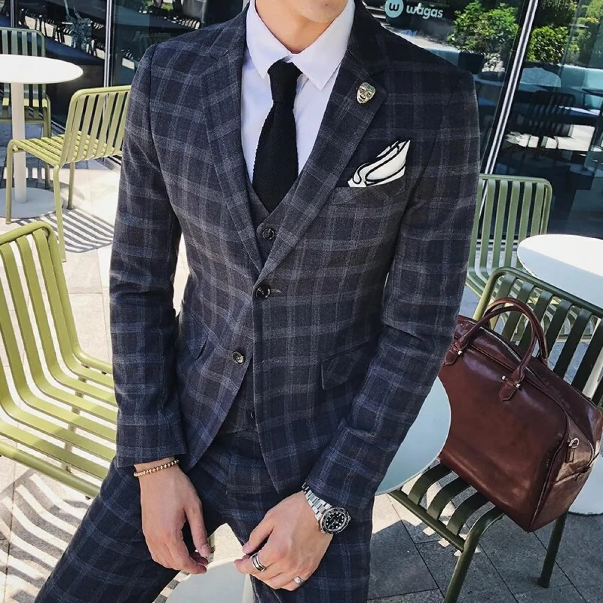 Abito da uomo in 3 pezzi Abito britannico in 3 pezzi Completo da completo classico Cappotto Gilet Pantaloni da uomo 3