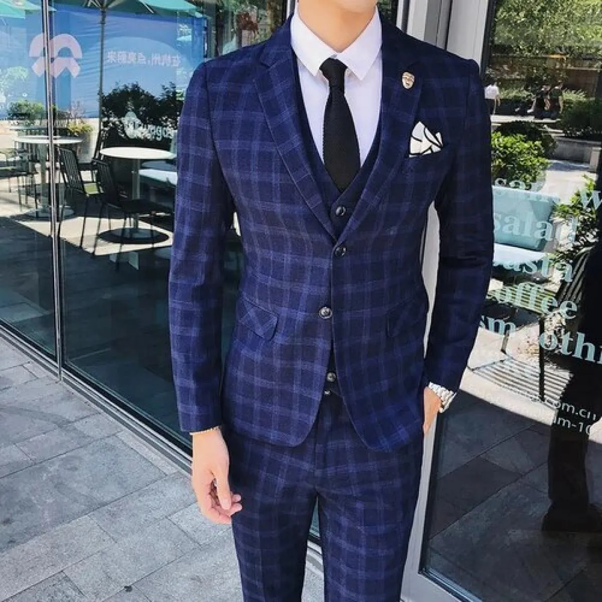 Abito da uomo in 3 pezzi Abito britannico in 3 pezzi Completo da completo classico Cappotto Gilet Pantaloni da uomo 3