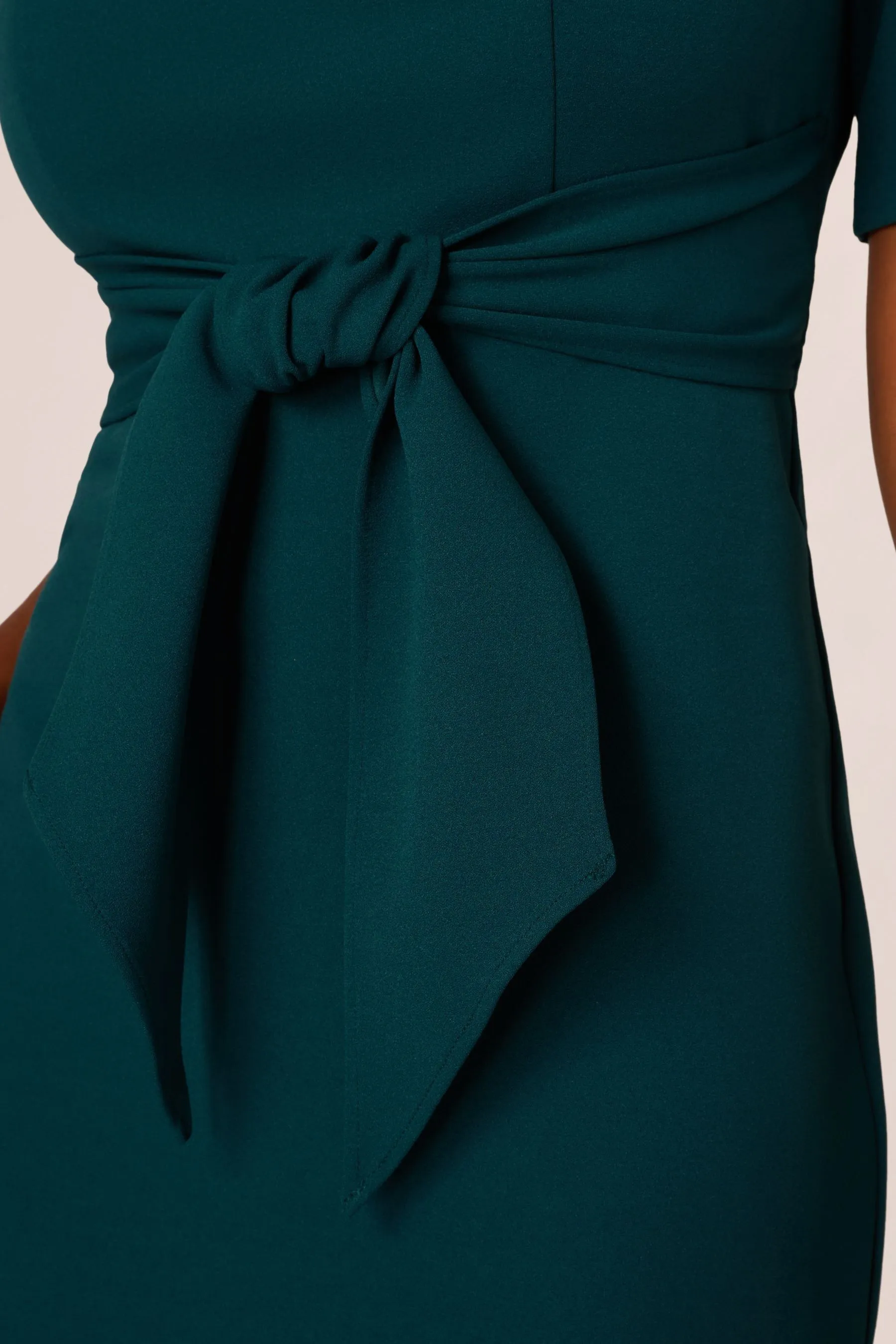Adrianna Papell Crepe Tie Front Midi Green - Vestito    