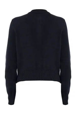 AMI Abbigliamento,Maglieria Cardigan blu navy in misto cotone e lana 
