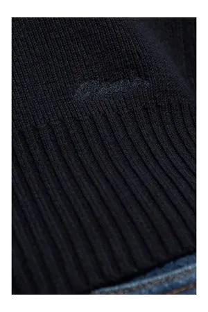 AMI Abbigliamento,Maglieria Cardigan blu navy in misto cotone e lana 