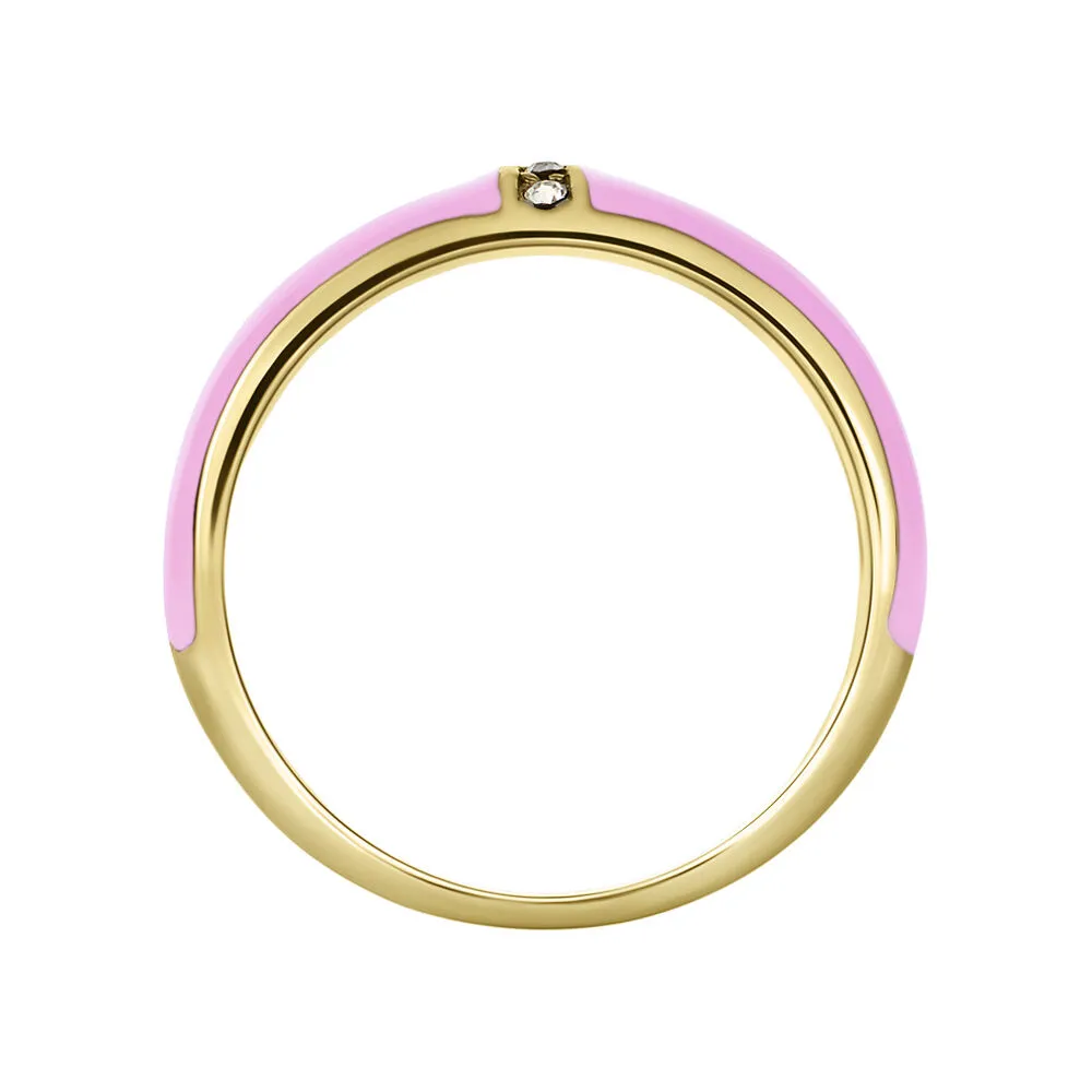 Anello Fascia Lady Sweet Acciaio Dorato Cristallo Bianco 1693037
