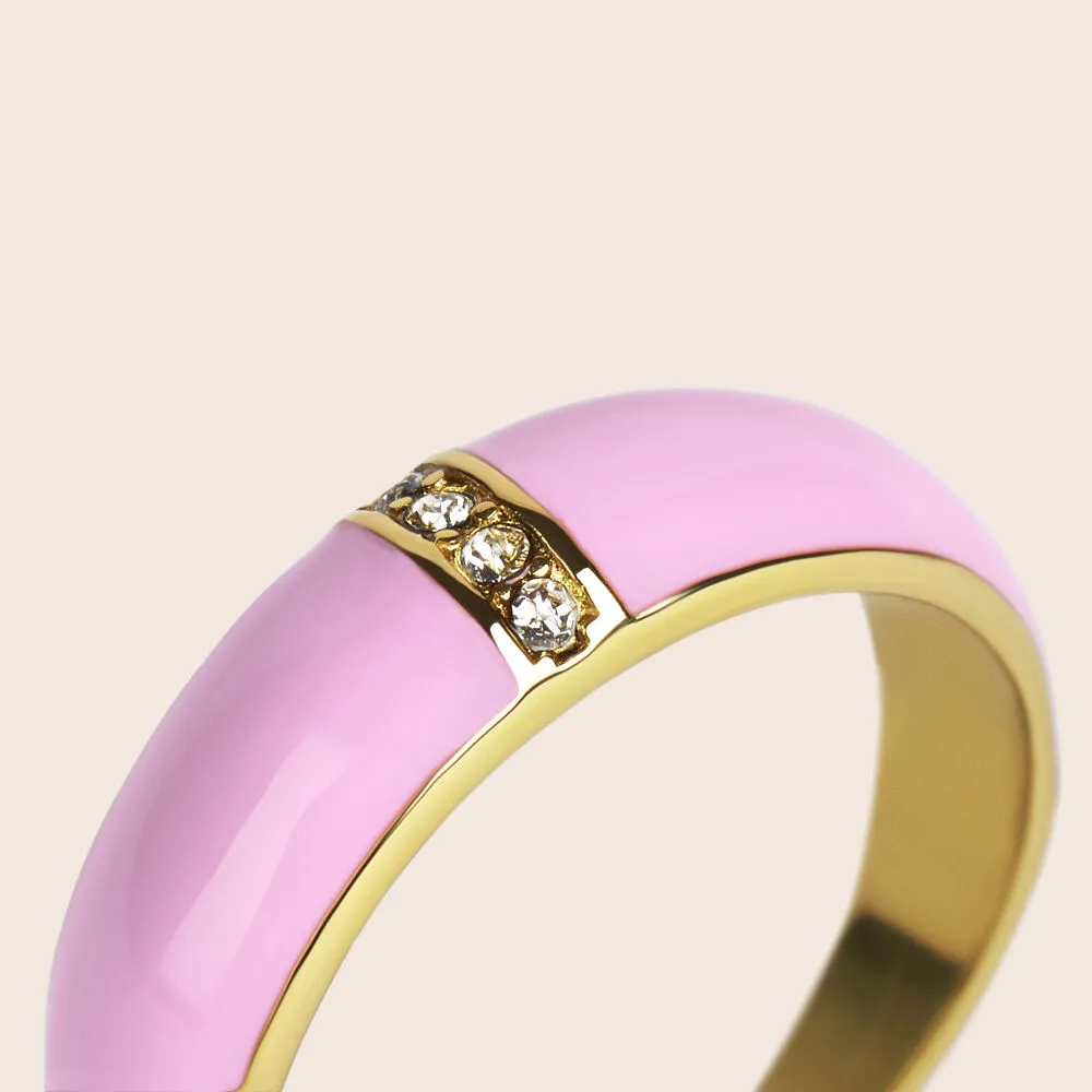 Anello Fascia Lady Sweet Acciaio Dorato Cristallo Bianco 1693037