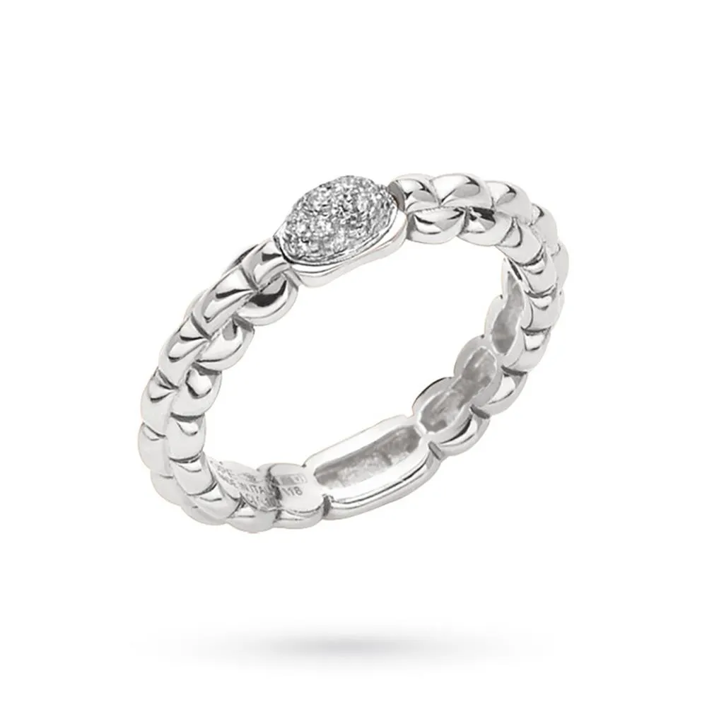 Anello FOPE AN730 PAVE oro bianco elemento ovale diamanti