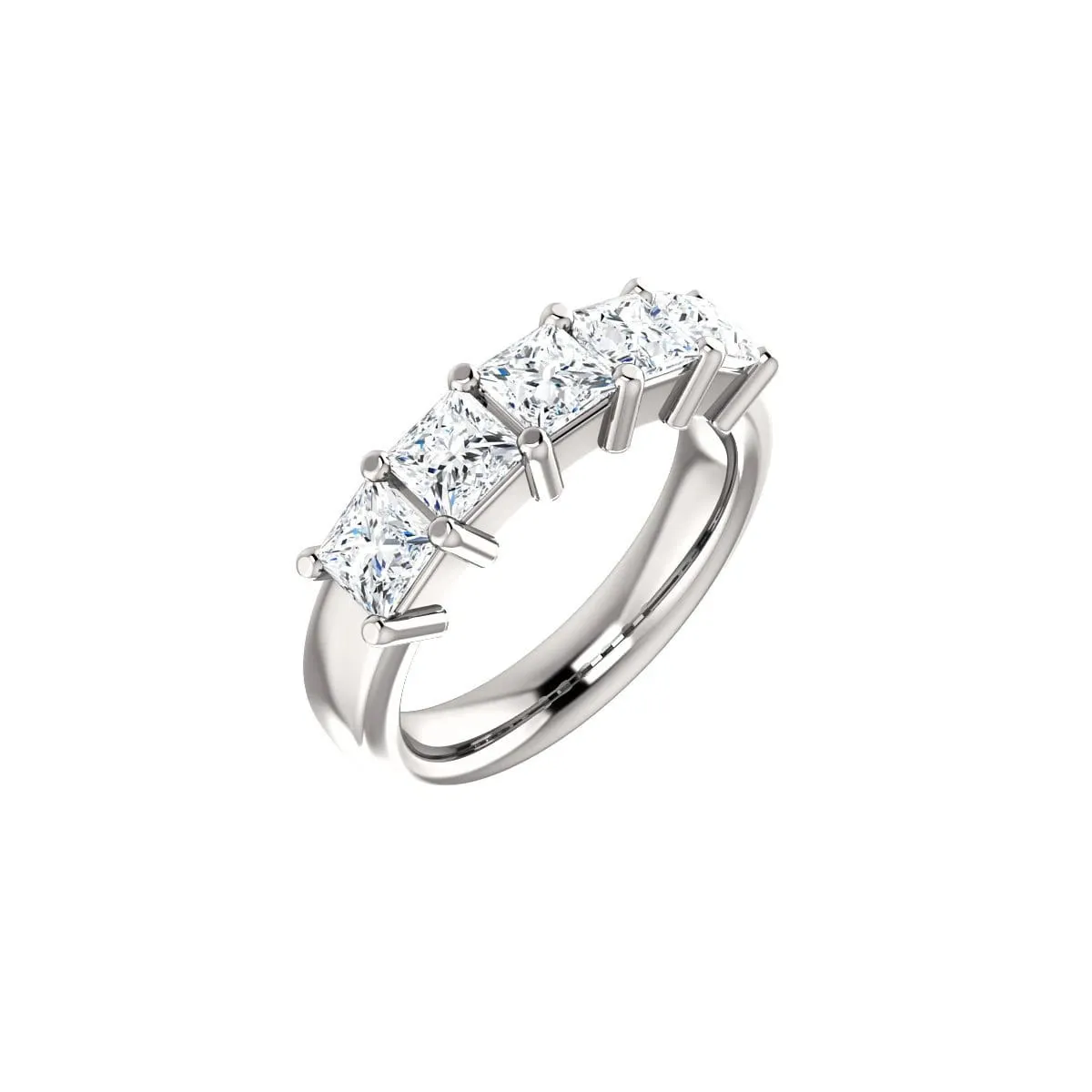 Anello Riviera in oro bianco 18k con Diamanti Princess 1 carato