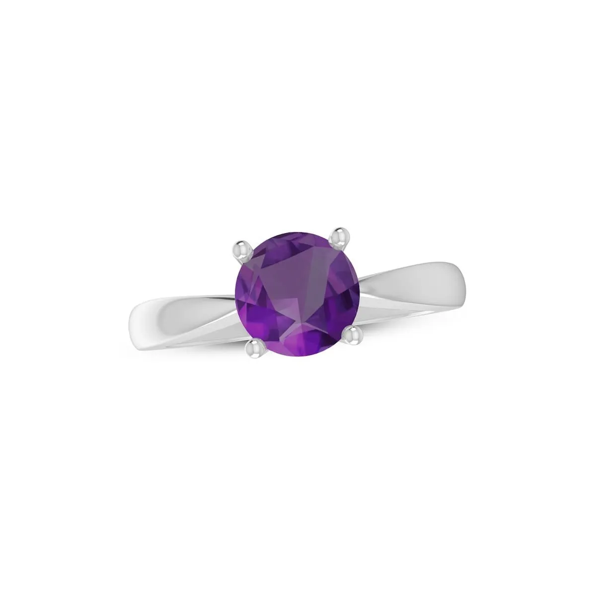 Anello Solitario Ametista di 1 carato in Oro Bianco 18k