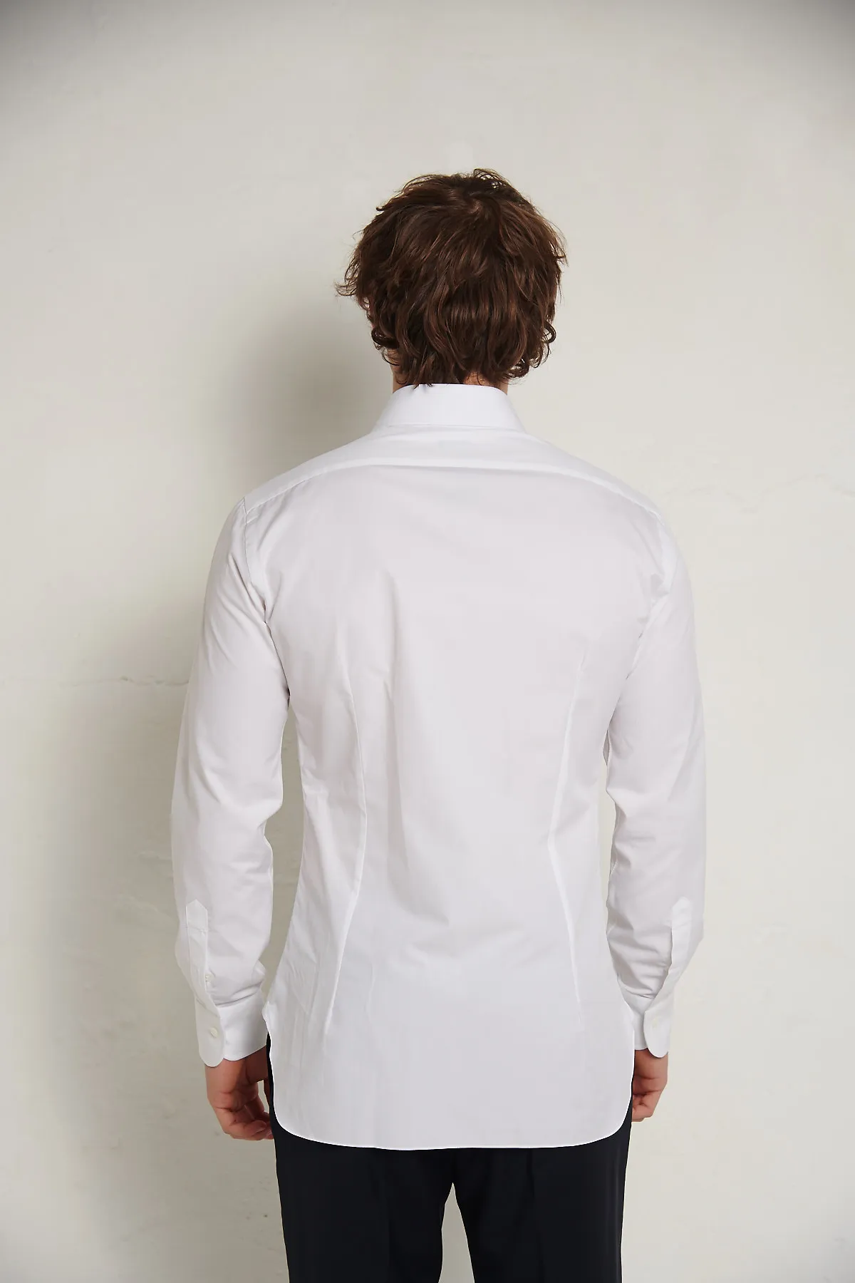 BARBA Camicia bianca, collo Francese ,in tessuto operato