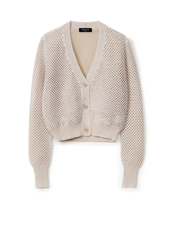 Beige mesh effect cardigan