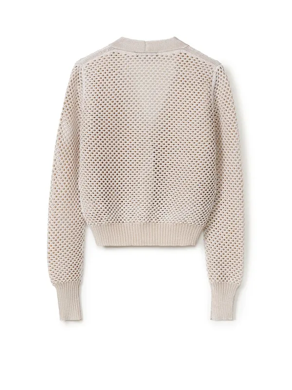 Beige mesh effect cardigan