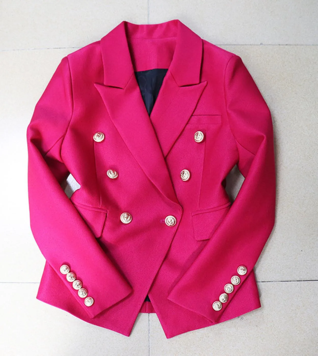 Blazer blu oro Donna Nuovo cappotto giacca femminile doppio petto bottoni Slim Rose Red Purple Womens Blazer Giacche Drop