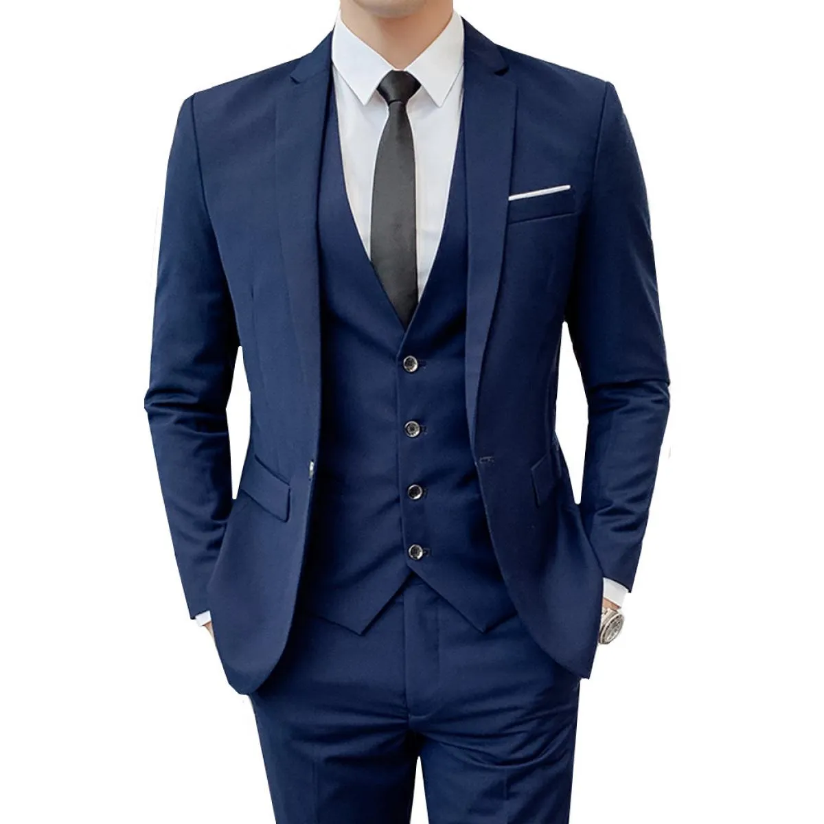 Blazer da sposo da uomo d'affari, pantaloni, abito da sposa, banchetto, tinta unita, vestibilità slim, giacca, cappotto, gilet,