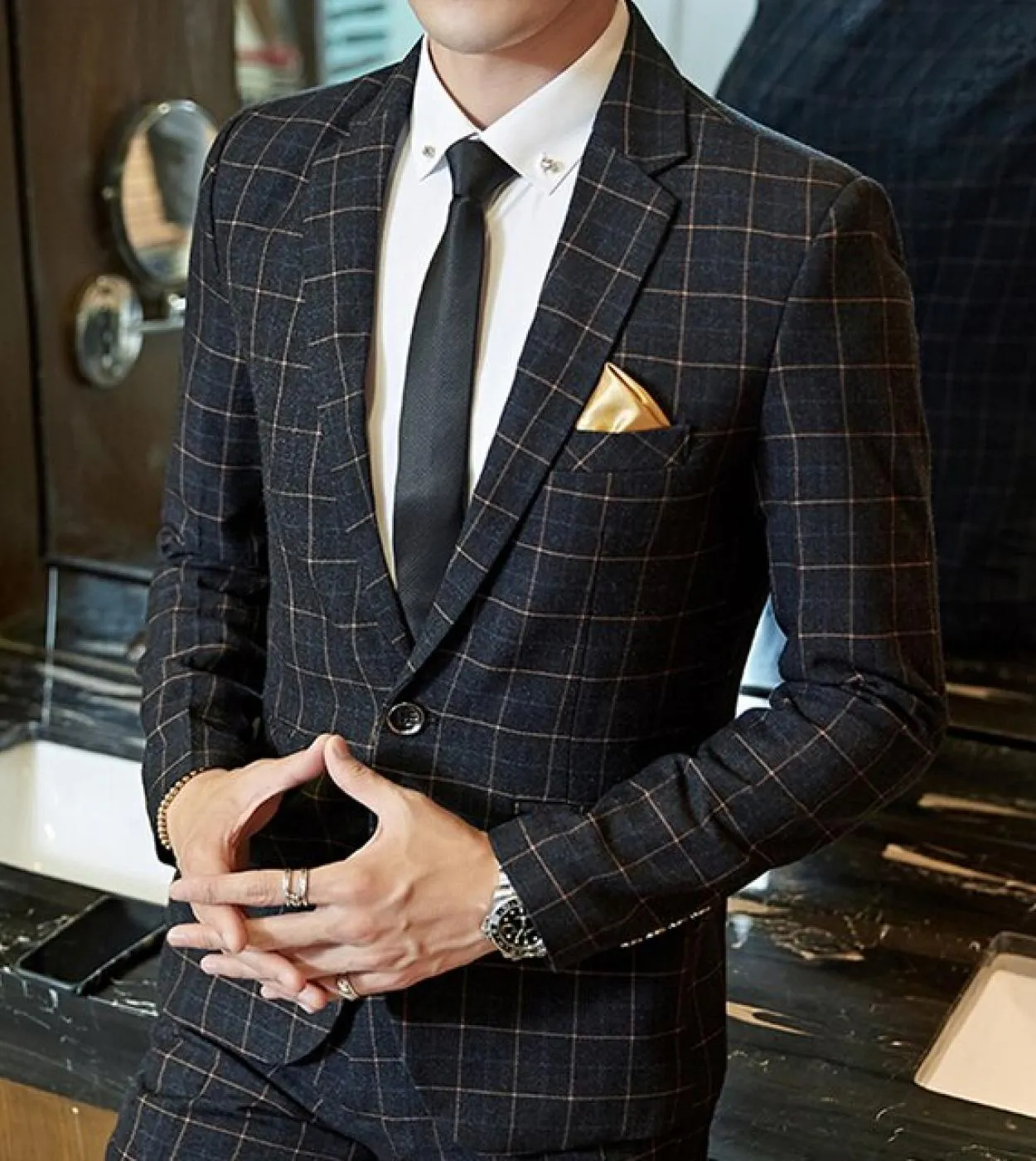 Blazer Gilet Pantaloni Highend Brand Boutique Fashion Plaid Formal Business Office Abito da uomo Abito da sposo Abito da sposa M