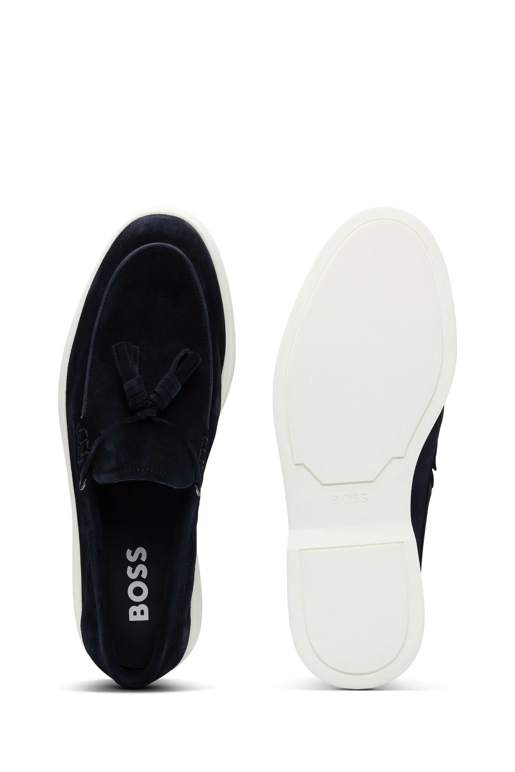 BOSS - Mocassini scamosciati con nappe