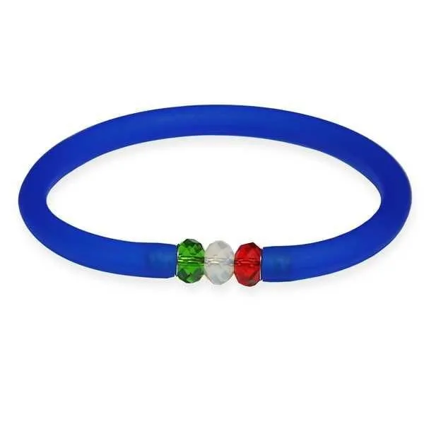 Bracciale in gomma blu zaffiro con chiusura tricolore    