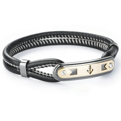 BROSWAY Bracciale Brosway in pelle, pvd oro e gun metal