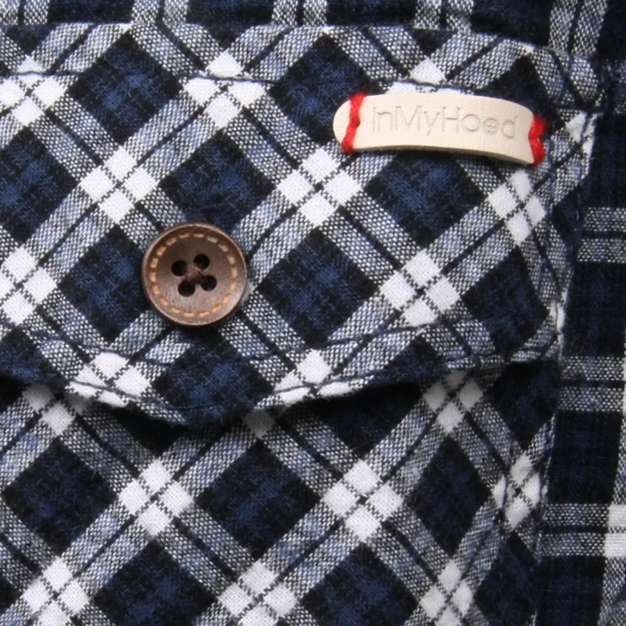 C9454 camicia uomo INMYHOOD cotone quadretti blu/nero/bianco shirt men