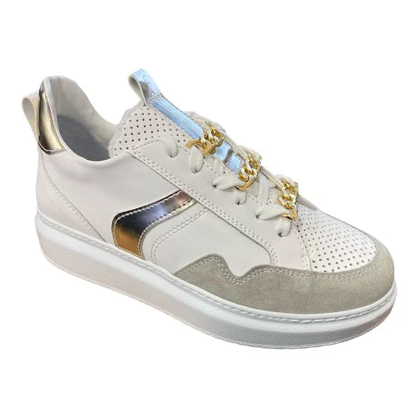 CafèNoir Leather sneakers with chain pasalaccio C1DE1520 W001 white