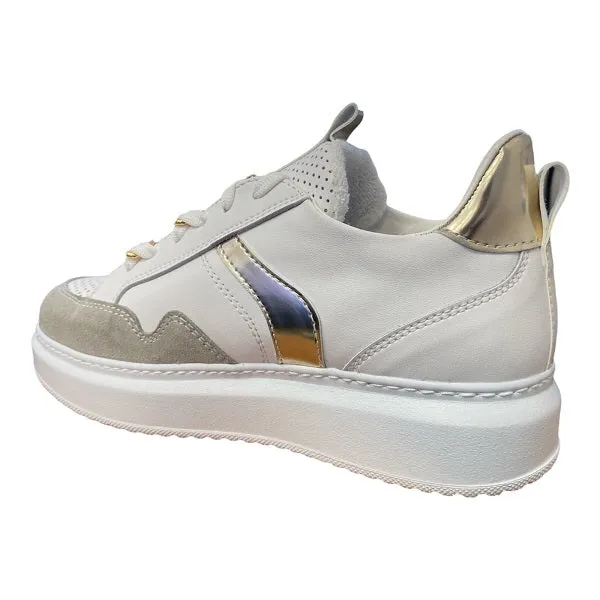 CafèNoir Leather sneakers with chain pasalaccio C1DE1520 W001 white