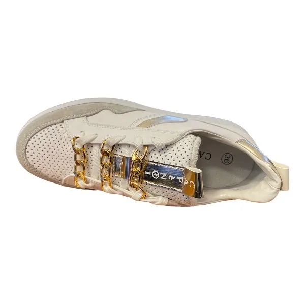 CafèNoir Leather sneakers with chain pasalaccio C1DE1520 W001 white