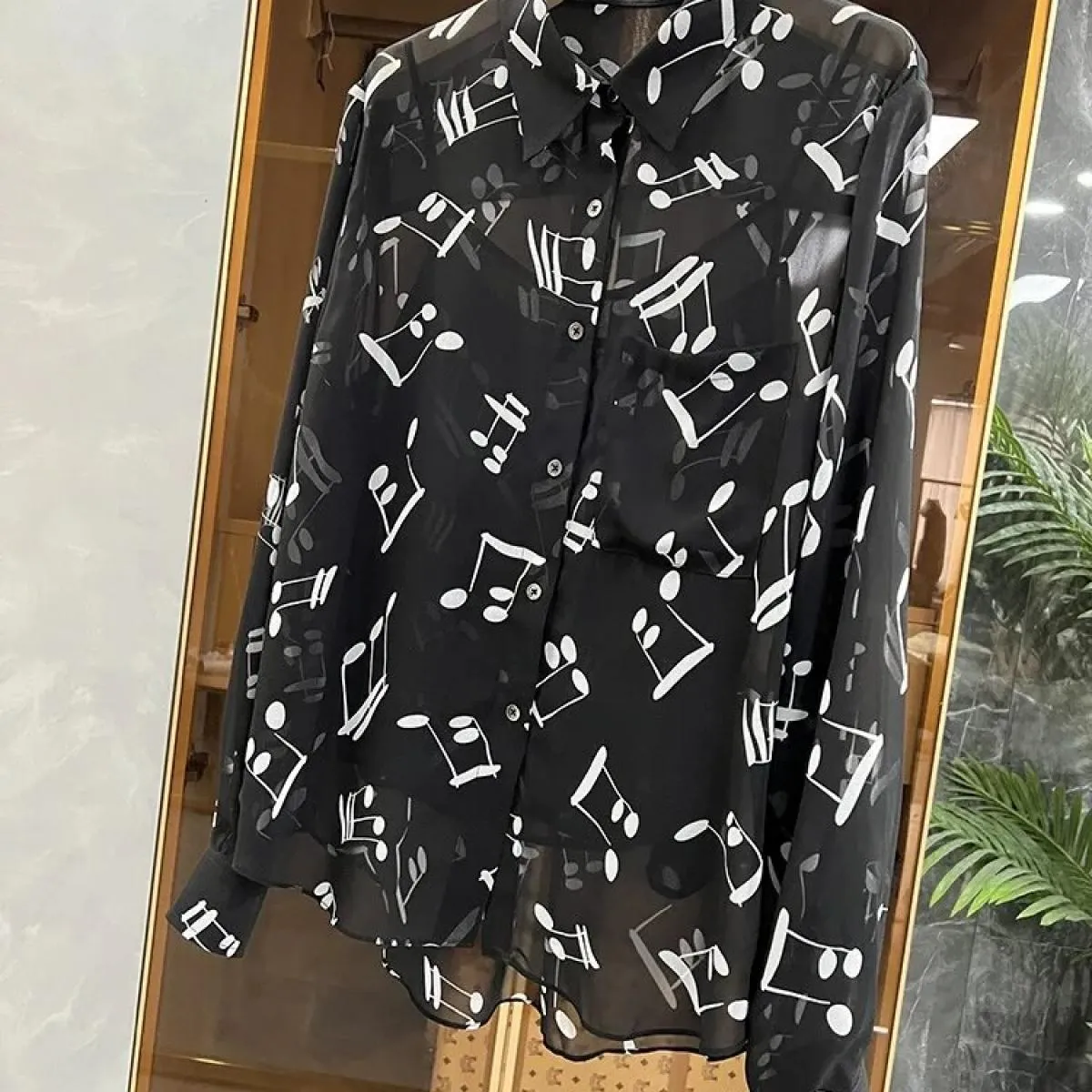 Camicetta da donna alla moda 2023 Camicia da donna Chic Note Pocket Camicetta a maniche lunghe per le donne Camisas De Mujer Cam