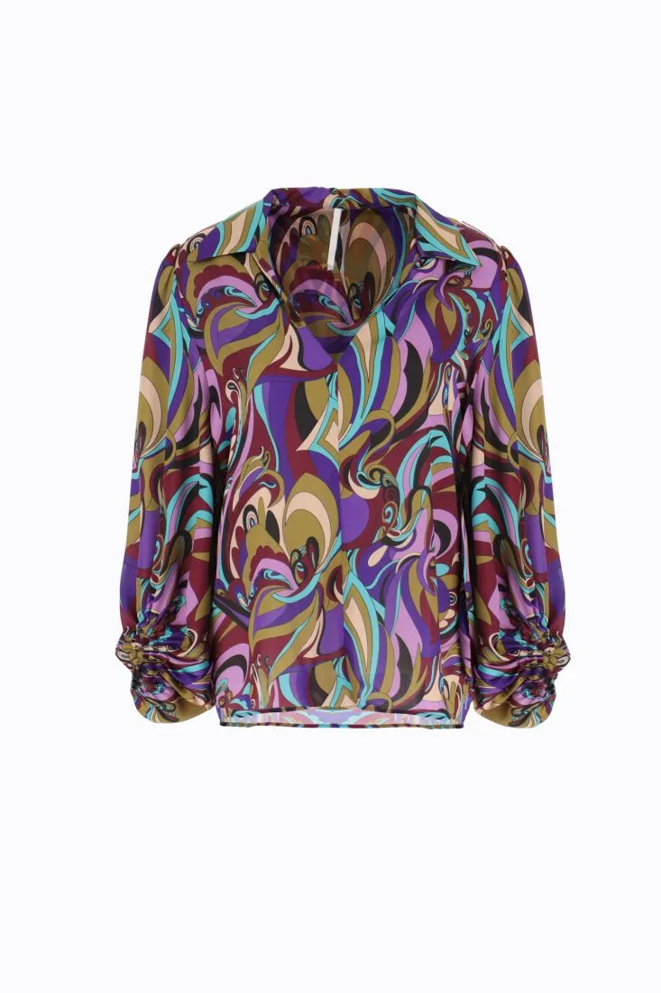 Camicia a fantasia astratta multicolour